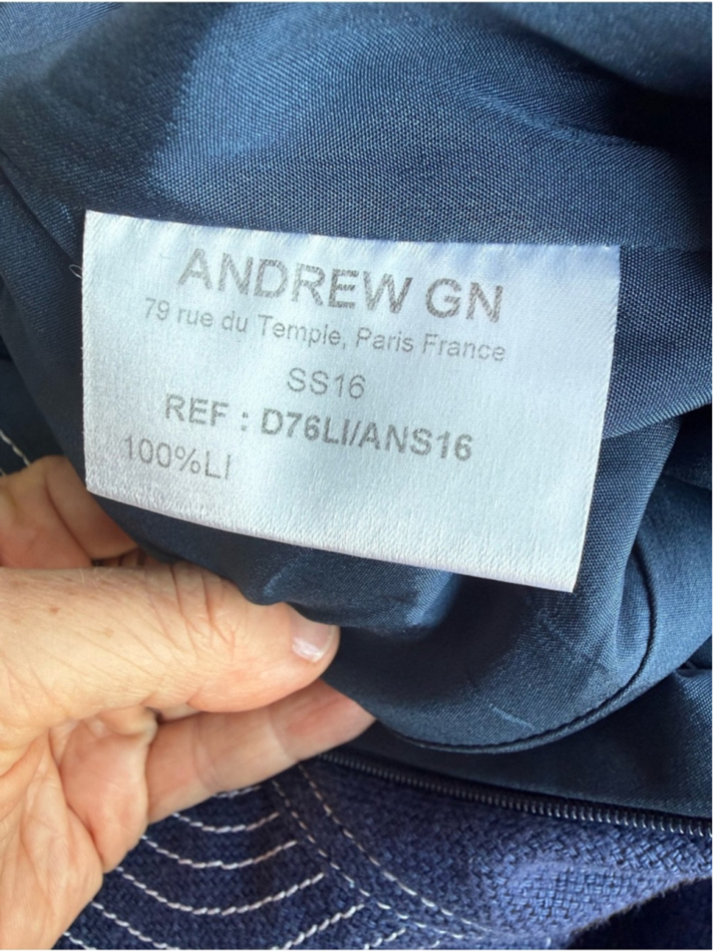 Andrew GN Runway SS16 Linen Cape Sleeve Dress Navy Zip Front FR38 Rare - Picture 7 of 9
